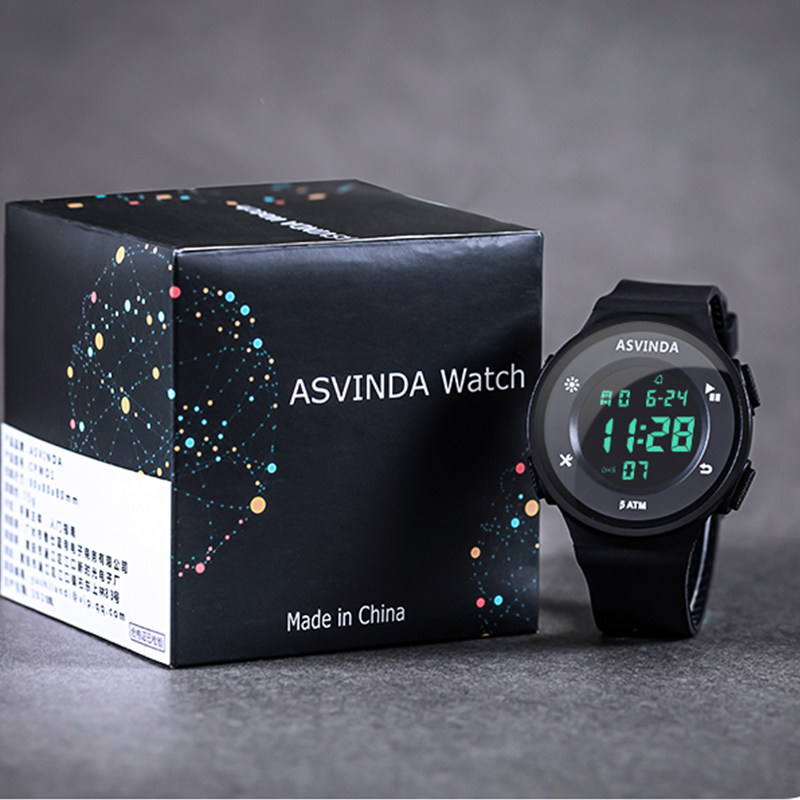 电子手表男士防水初中男孩女学生 Asvinda国产腕表