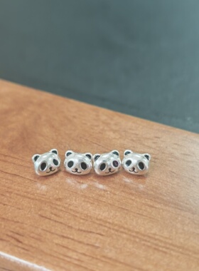 925银熊猫头尾扣可爱熊猫迷你尾扣DIY手工编织配件