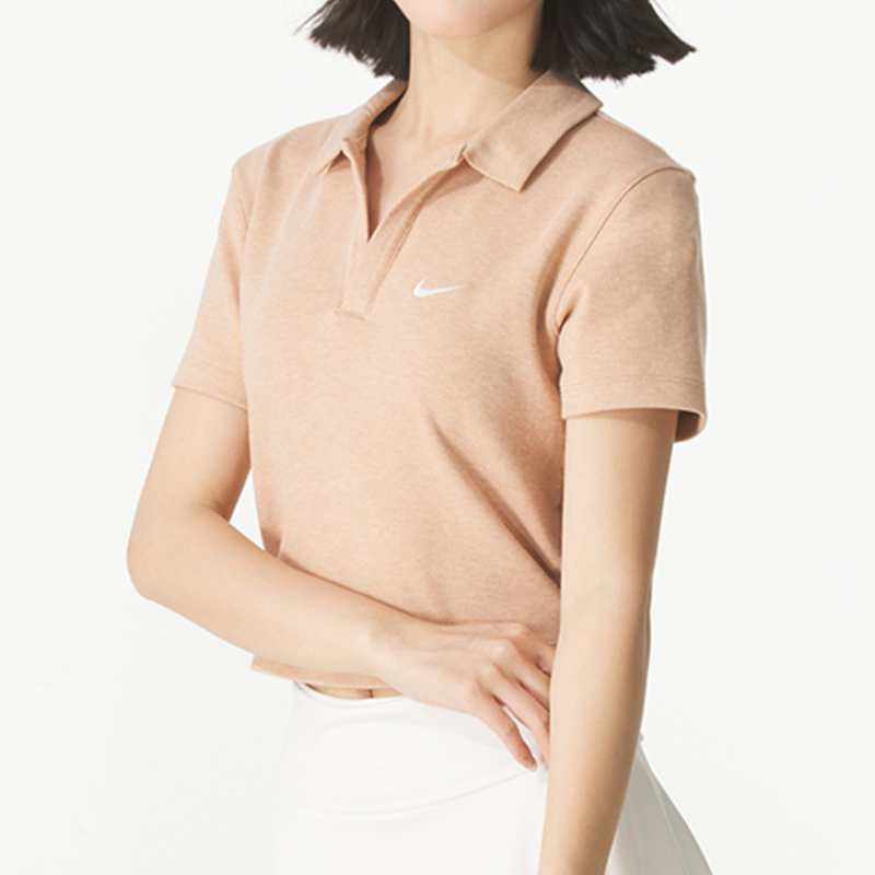 Nike/耐克女短袖POLO衫夏新款刺绣小勾短款深V翻领T恤DV7885-688,淘宝优惠券,粉丝福利购,淘宝优惠卷