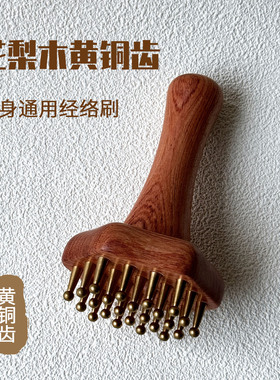 花梨木黄铜经络刷实木按摩肚子疏通养身面部身体带脉刷家用美容院