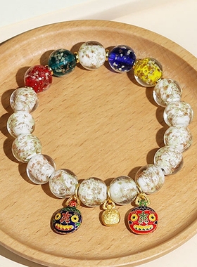 白色夜光金沙琉璃女款潘家园手链