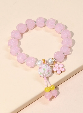 粉色兰花琉璃莲手链饰品