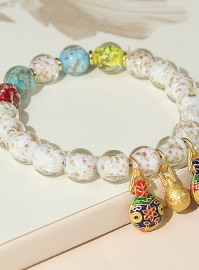 香灰琉璃金箔白色夜光金沙手串