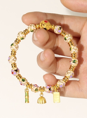 北京寺庙景区同款白色半糖心手链