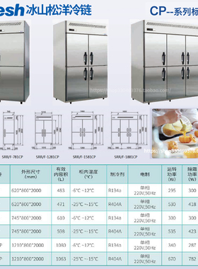 松洋Bfresh立式不锈钢冷柜冷藏冷冻厨房无中柱商用冰箱SRR-1881CP