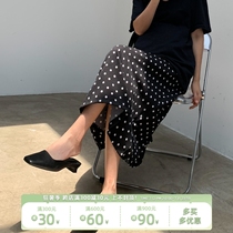 Gestational Woman Dress Wave Dot half-body dress 2022 Summer dress New large size Entrust Abs in a slim black snowspun medium Long dress