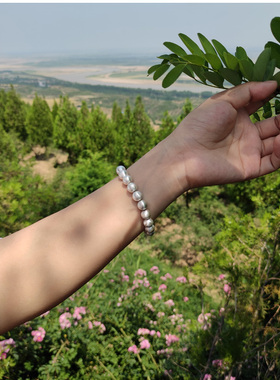 女男999纯银手工实心银珠银手链