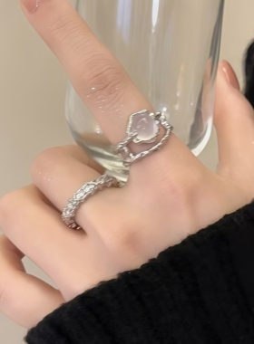 日韩风爱心锆石开口可调女戒