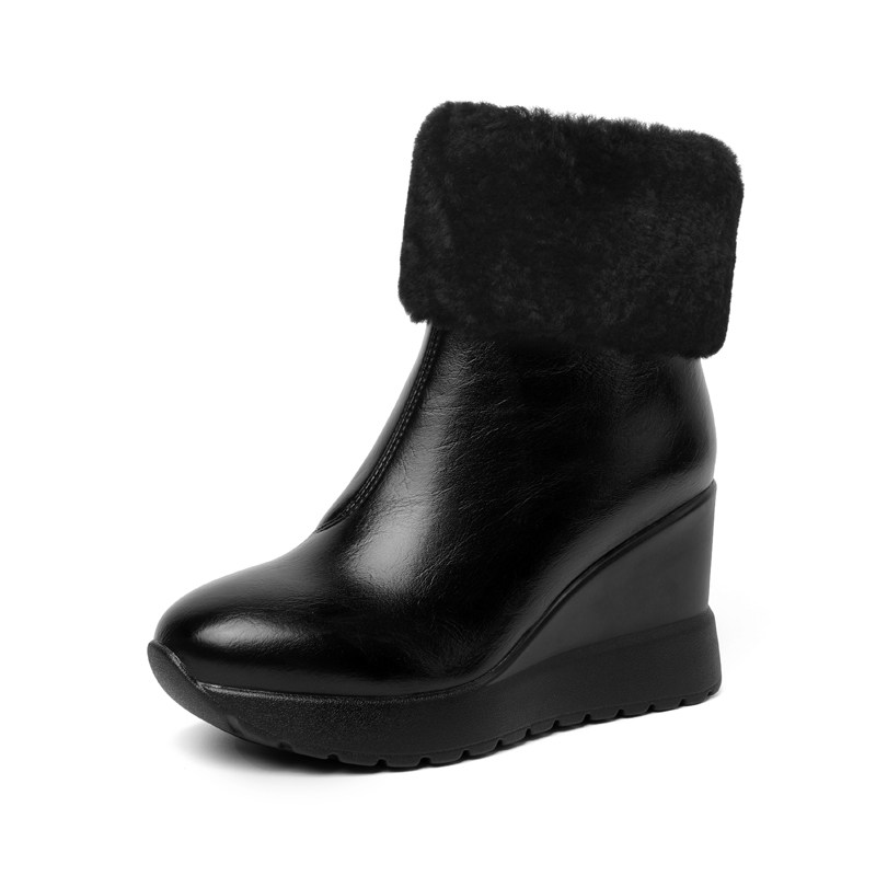 8.5cm真皮厚底复古马丁靴女秋冬季新款羊毛里增高百搭英伦风短靴,淘宝优惠券,粉丝福利购,淘宝优惠卷