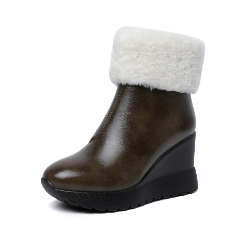 8.5cm真皮厚底复古马丁靴女秋冬季新款羊毛里增高法式英伦风短靴,淘宝优惠券,粉丝福利购,淘宝优惠卷