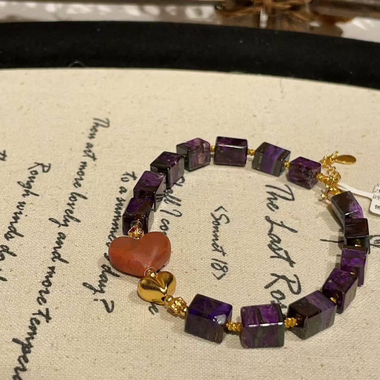 舒俱来夹层皇家紫四棱珠南红屁桃手链/s925(玄月)微瑕AZB10437,淘宝优惠券,粉丝福利购,淘宝优惠卷