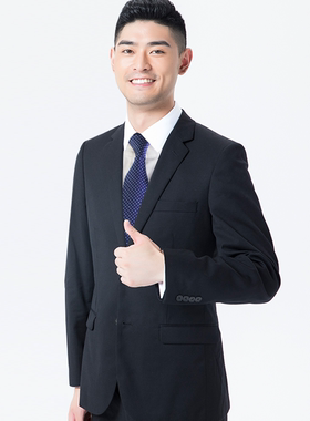 蓝色商务手打涤丝男士领带