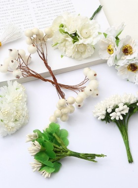 白色仿真花花蕊雪纺花缠花配件