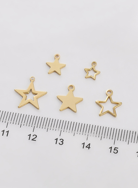 8mm14K包金镂空光面五角星diy