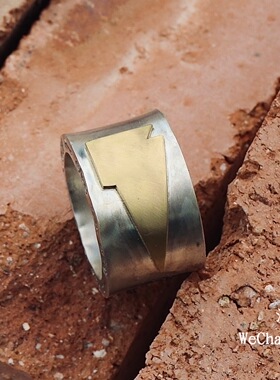 溪迟男士925银机车戒指