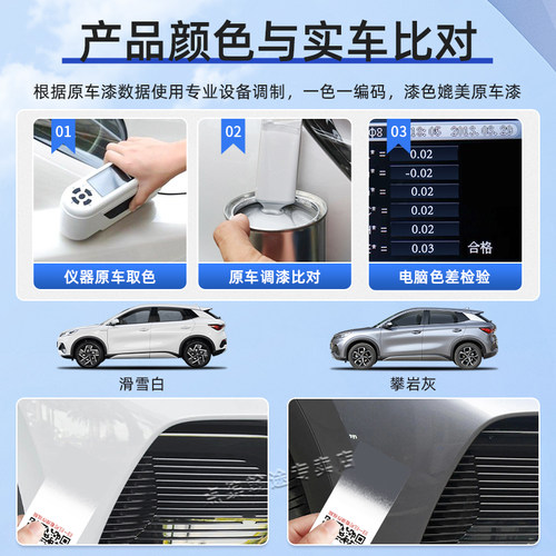 适用比亚迪元plus补漆笔攀岩灰原厂车漆滑雪白汽车专用油漆自喷漆 - 图1