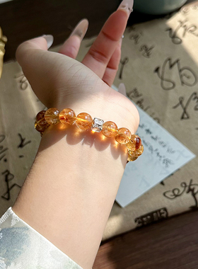 天然黄水晶手链招财转运黄发晶