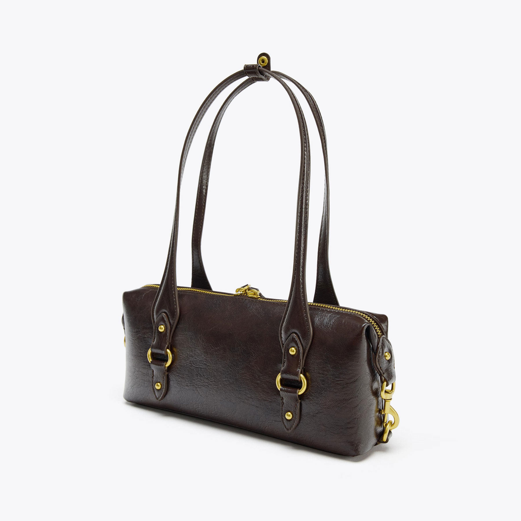 2025秋季新品女包Z家时尚百搭龟裂效果金属细节装饰单肩腋下包潮,淘宝优惠券,粉丝福利购,淘宝优惠卷