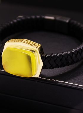 s925纯银皮绳手链手镯情侣款镶嵌