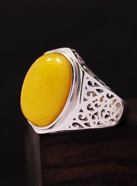 diy时尚风蜜蜡琥珀镶嵌戒指空托