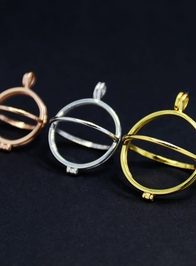 纯银吊坠空托免打孔DIY珍珠玉石