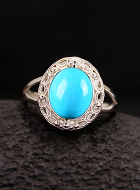 s925纯银戒指空托欧款diy玉石