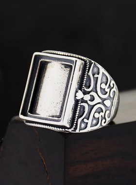 戒指空托方形DIY蓝珀玉石镶嵌