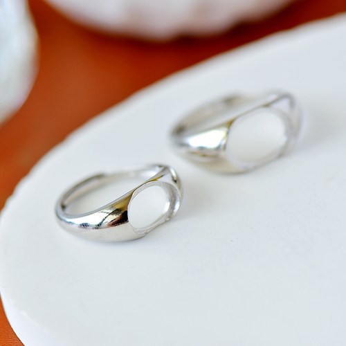 S925纯银戒指空托时尚男女款DIY蜜蜡松石琥珀玉石镶嵌10*12 8*10 - 图0