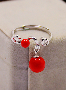 纯银戒指空托时尚双石位镶嵌托