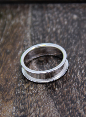 纯银复古戒指空托定制镶嵌闭口