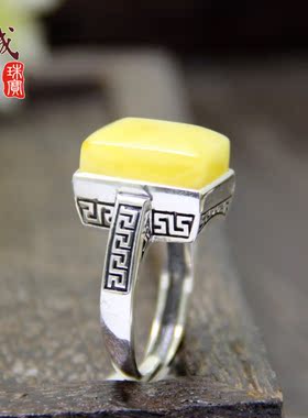 爆款戒指托空托diy琥珀蜜蜡925