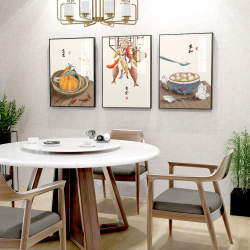 百特好 新中式风格餐厅装饰画食物饭厅厨房挂画饭店背景墙面壁画 - 图3