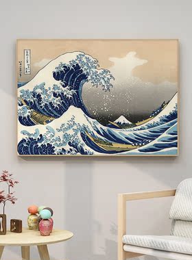 日式风神奈川冲浪里居酒屋挂画