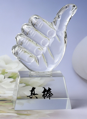 简约现代水晶大拇指桌面摆件