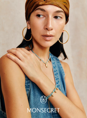 MONSECRET 棕榈籽项链氛围感配饰女秋冬蓝松石锁骨链2025新款轻奢