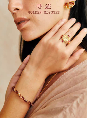 MONSECRET 棕榈珍宝扭转珠链本命年时来运转红色新年手饰节日礼物