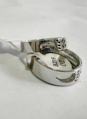 清仓处理  6mm 8mm脚掌带钻 不锈钢情侣戒指