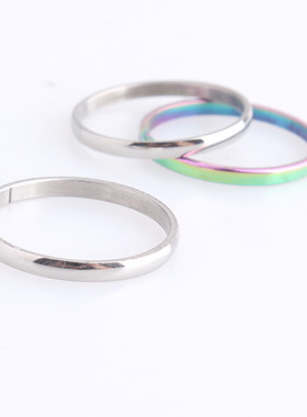 2mm彩色三圈钛钢戒指尾戒男女戒子