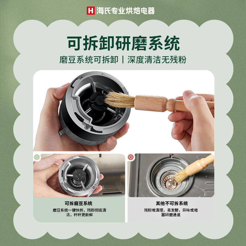 hauswirt旗舰店海氏C5咖啡机家用意式浓缩半全自动小型研磨一体机商用蒸汽打奶泡1