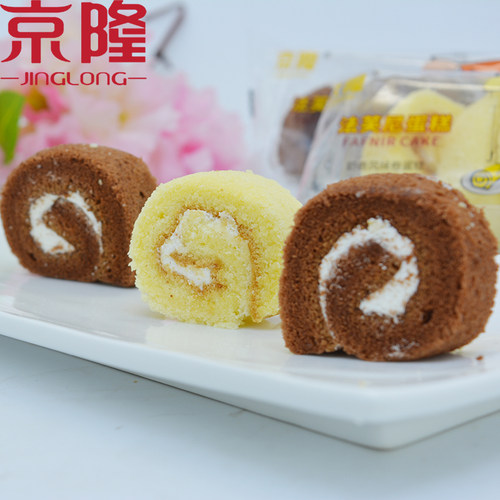 京隆食品法芙尼夹心奶油蛋糕瑞士卷2kg整箱独立包装休闲零食糕点 - 图1