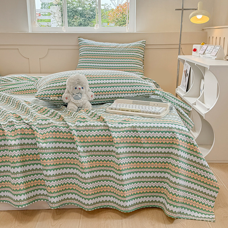 俞兆林A类纯棉老粗布床单件凉席单双人床1.8床三件套学生两件套