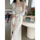SYT homemade wool tube top skirt knitted suit skirt