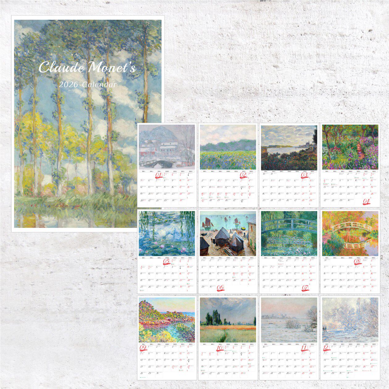 2026年莫奈油画挂历四季风景睡莲篇日历多尺寸生产A4A3A2A1巨幅 - 图0