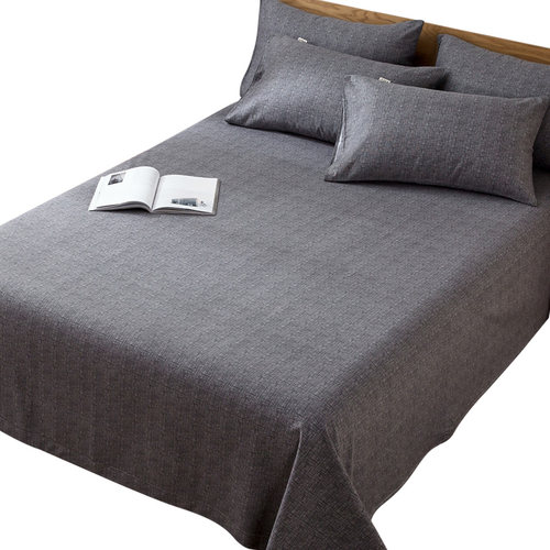 老粗布床单单件纯棉被单100全棉厚单子男棉麻亚麻凉席三件套夏季, - 图0