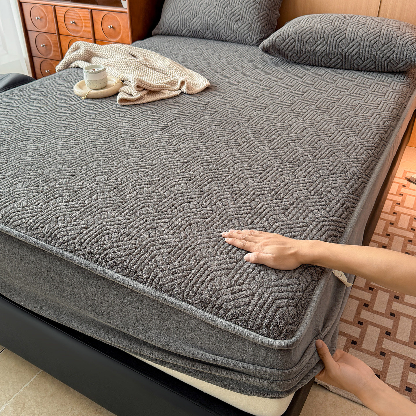 牛奶绒床笠单件防水隔尿冬季加绒加厚珊瑚法兰绒床罩床垫保护套罩,淘宝优惠券,粉丝福利购,淘宝优惠卷