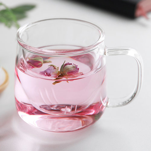 雅集悠觉杯办公耐热玻璃花茶杯带把盖过滤茶水分离泡茶家用女杯子 - 图3