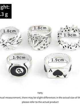 Vintage Punk Metal Multi Element Ring Set For Women Men