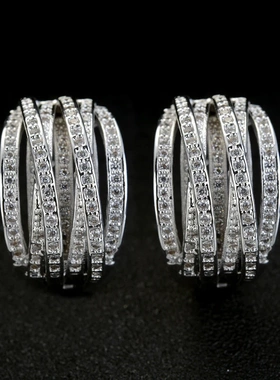 Fashion Silver Color Cross Hoop Earrings for Women Full