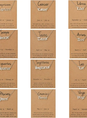 New 12 Zodiac Letter Necklaces With Card Constellation Sign