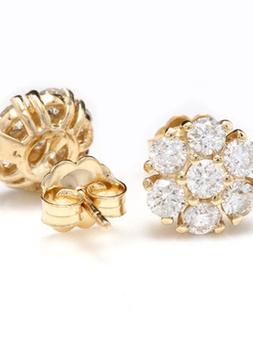 Luxury Gold Color Brilliant Cubic Zirconia Stud Earrings